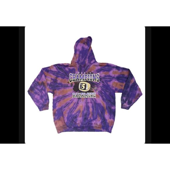 Baltimore Ravens Joe Flacco Super Bowl MVP Ring Tie-Dye Hoodie - Picture 1 of 4